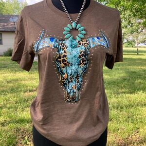 Brown Graphic Women's Top